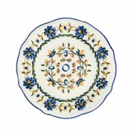 Тарелка мелкая 26 см Tuscan Bloom Porser керамика, белый с синей каймой, с узором цветочки