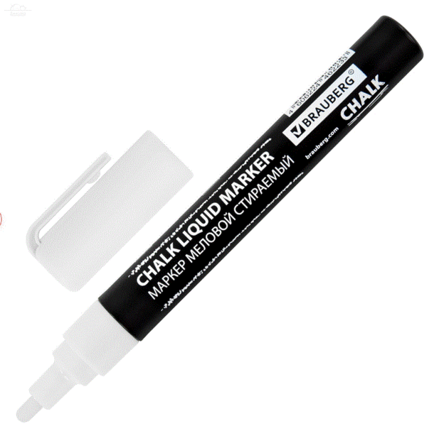 Маркер меловой на водной основе "CHALK LIQUID MARKER, БЕЛЫЙ, 3 мм, BRAUBERG "CHALK" Маркер меловой на водной основе "CHALK LIQUID MARKER, БЕЛЫЙ, 3 мм, BRAUBERG "CHALK"